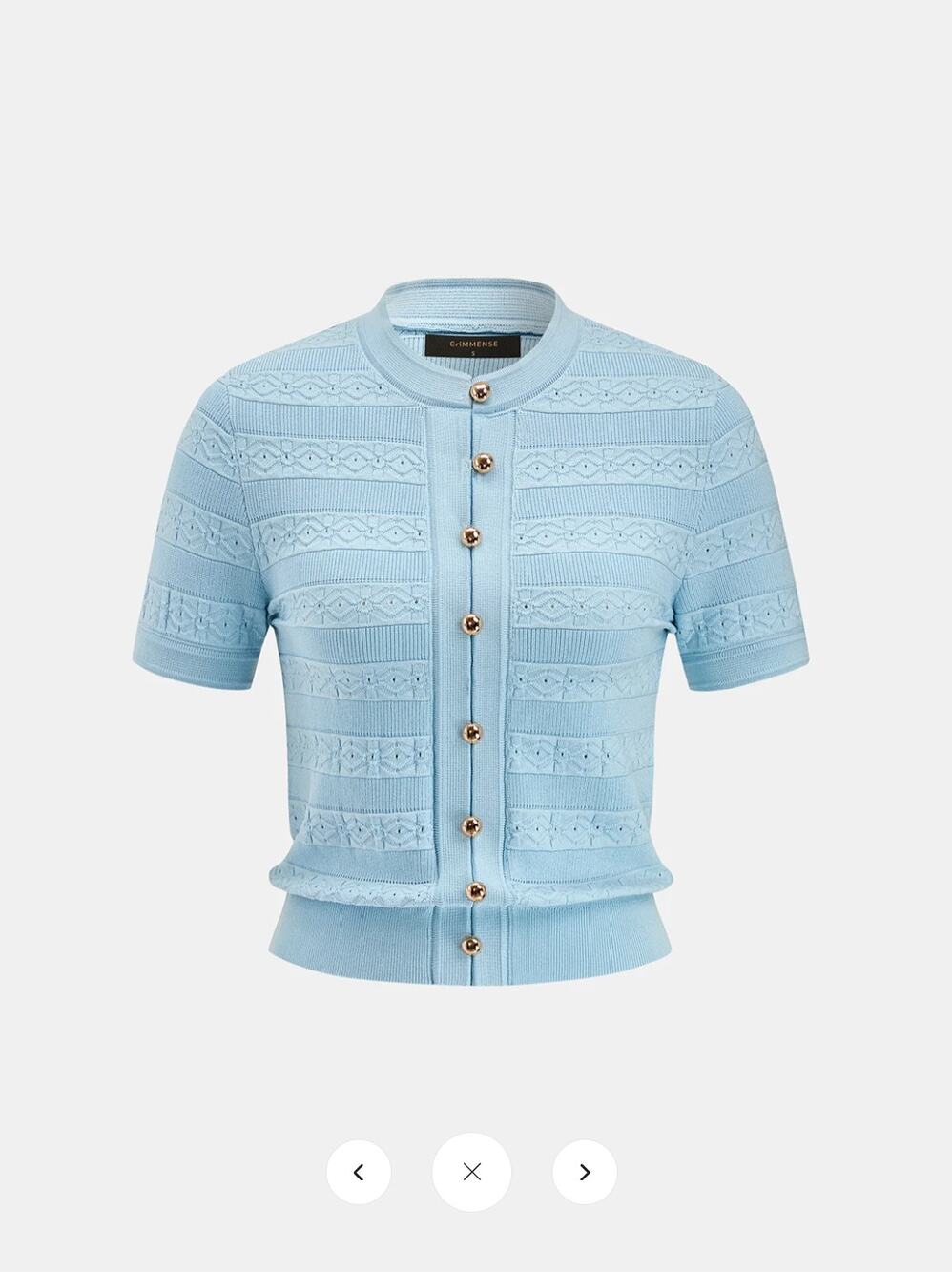 NWT Commense Hollow Textured Metal Button Knit Top Sz S